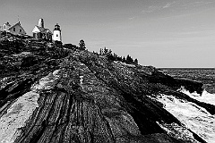 Rock Formations Lead Up to Pemaquid Lighthouse in Maine